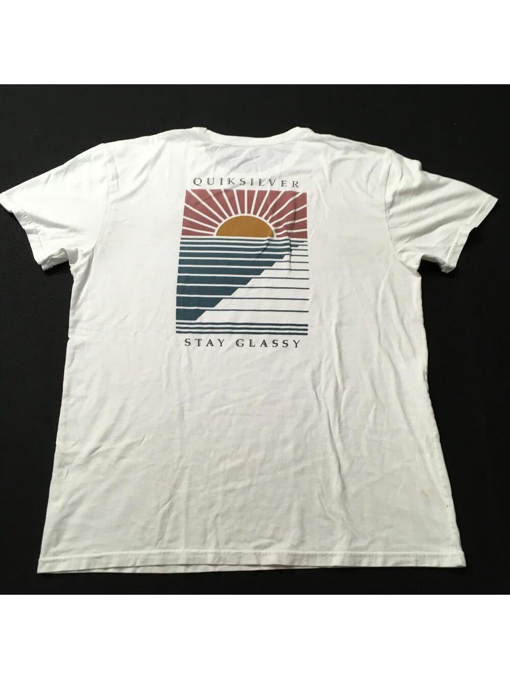 Quiksilver Double Sided T Shirt Large Short Sleeve Used  Surfer Tee